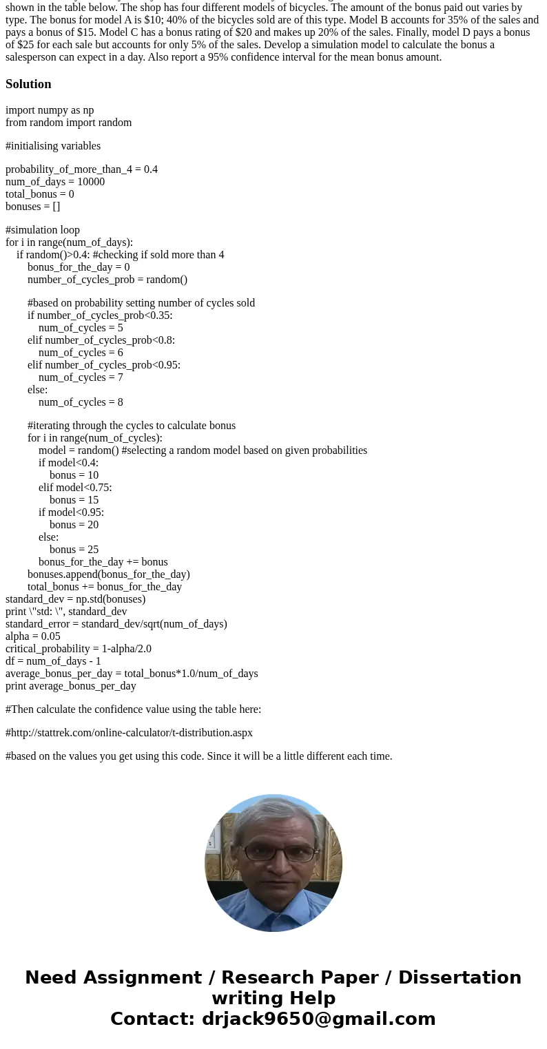 A salesperson in a large bicycle shop is paid a bonus if he sells more than 4 bicycles a day. The probability of selling more than 4 bicycles a day is only 0.4  A salesperson in a large bicycle shop is paid a bonus if he sells more than 4 bicycles a day. The probability of selling more than 4 bicycles a day is only 0.4
