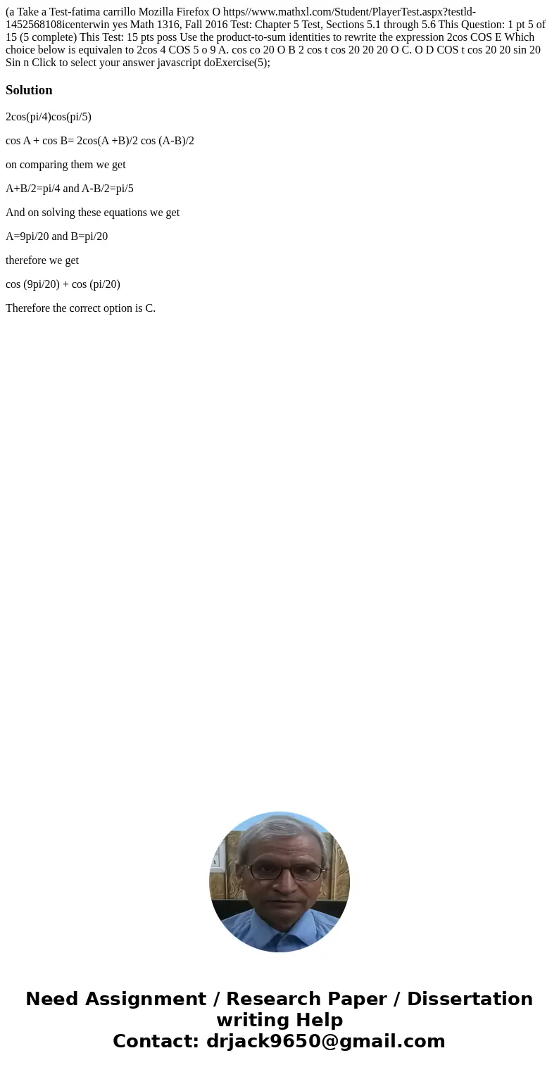 (a Take a Test-fatima carrillo Mozilla Firefox O https//www.mathxl.com/Student/PlayerTest.aspx?testld-1452568108icenterwin yes Math 1316, Fall 2016 Test: Chapt  (a Take a Test-fatima carrillo Mozilla Firefox O https//www.mathxl.com/Student/PlayerTest.aspx?testld-1452568108icenterwin yes Math 1316, Fall 2016 Test: Chapt