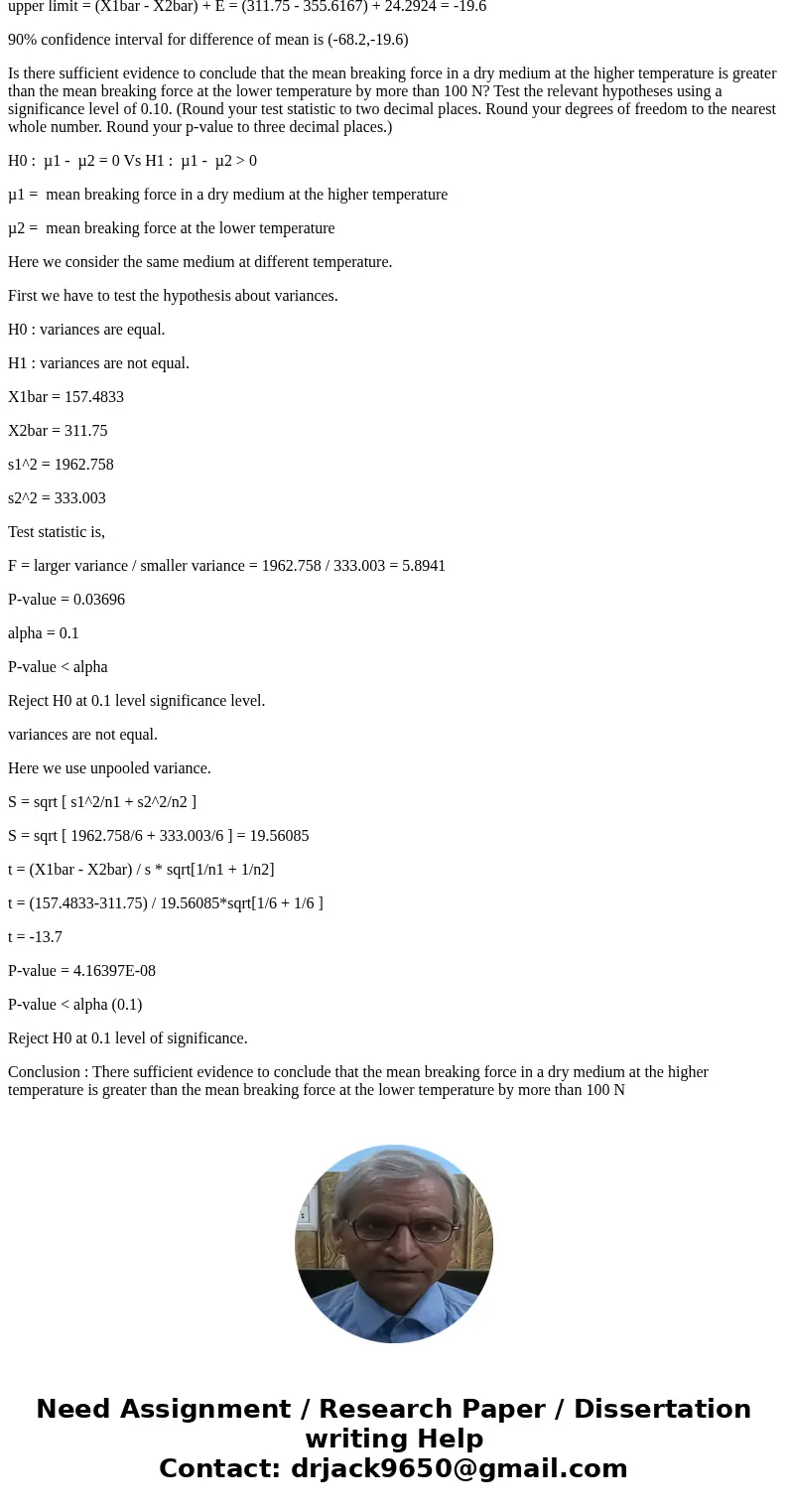 Acrylic bone cement is commonly used in total joint replacement to secure the artificial joint. Data on the force (measured in Newtons, N) required to break a c Acrylic bone cement is commonly used in total joint replacement to secure the artificial joint. Data on the force (measured in Newtons, N) required to break a c