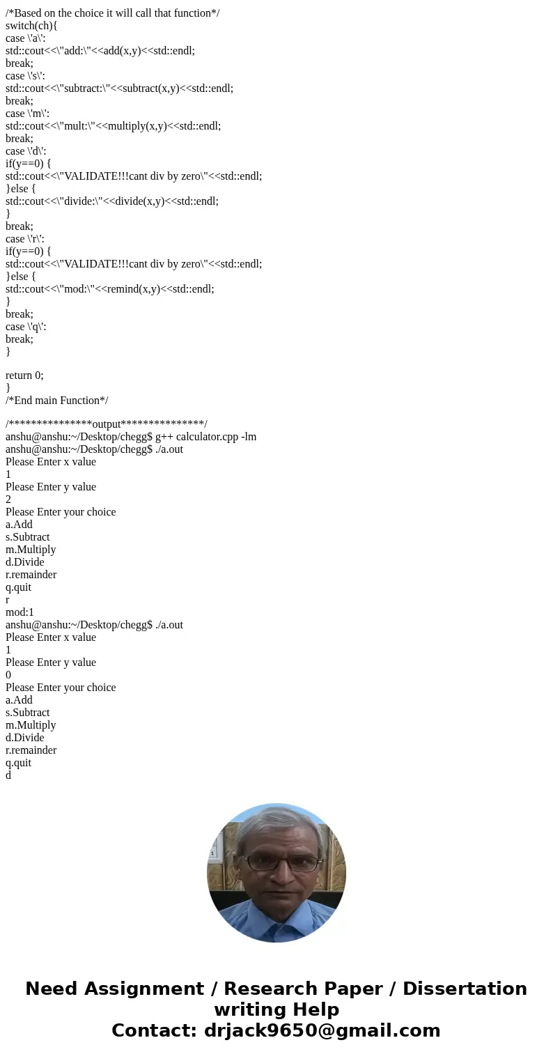 Analysis: create a calculator that adds, subtracts, multiplies, divides and takes the modulus of a number. Use functions. Design: output a prompt - void prompt  Analysis: create a calculator that adds, subtracts, multiplies, divides and takes the modulus of a number. Use functions. Design: output a prompt - void prompt