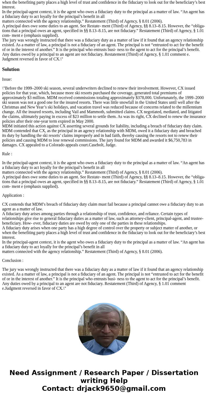 Brief the following case in IRAC format. Issue, Rule, Application, Conclusion. In the application section I need one paragraph arguing for each party. MDM Group Brief the following case in IRAC format. Issue, Rule, Application, Conclusion. In the application section I need one paragraph arguing for each party. MDM Group