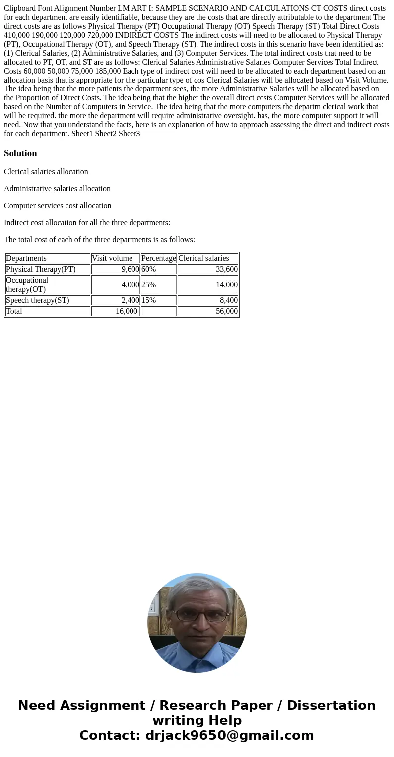 Clipboard Font Alignment Number LM ART I: SAMPLE SCENARIO AND CALCULATIONS CT COSTS direct costs for each department are easily identifiable, because they are   Clipboard Font Alignment Number LM ART I: SAMPLE SCENARIO AND CALCULATIONS CT COSTS direct costs for each department are easily identifiable, because they are
