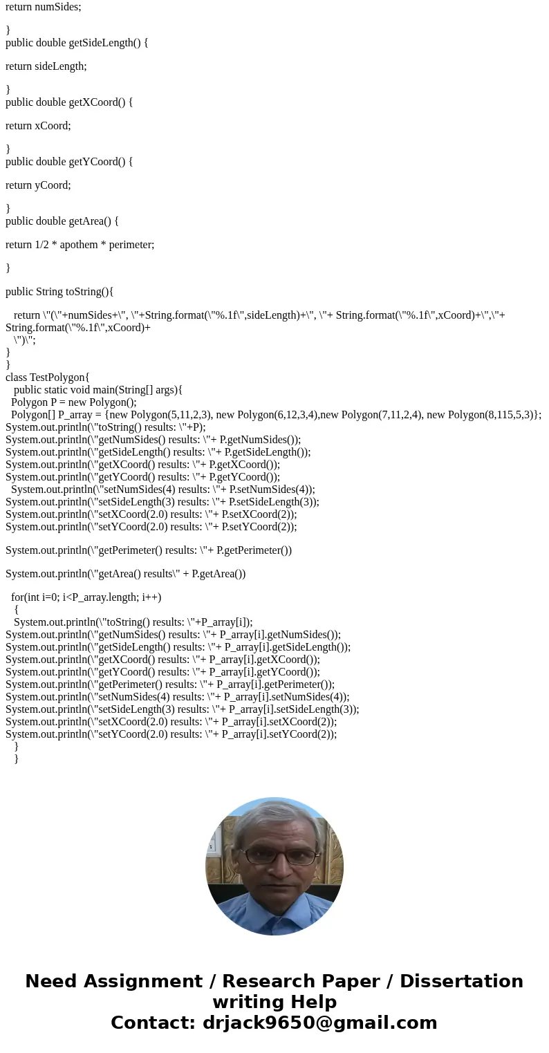 COULD YOU PLEASE SEND THE ANSWER as PDF please because i cant view it on regular formart Please Design a Java class named Polygon that contains: A private int d COULD YOU PLEASE SEND THE ANSWER as PDF please because i cant view it on regular formart Please Design a Java class named Polygon that contains: A private int d