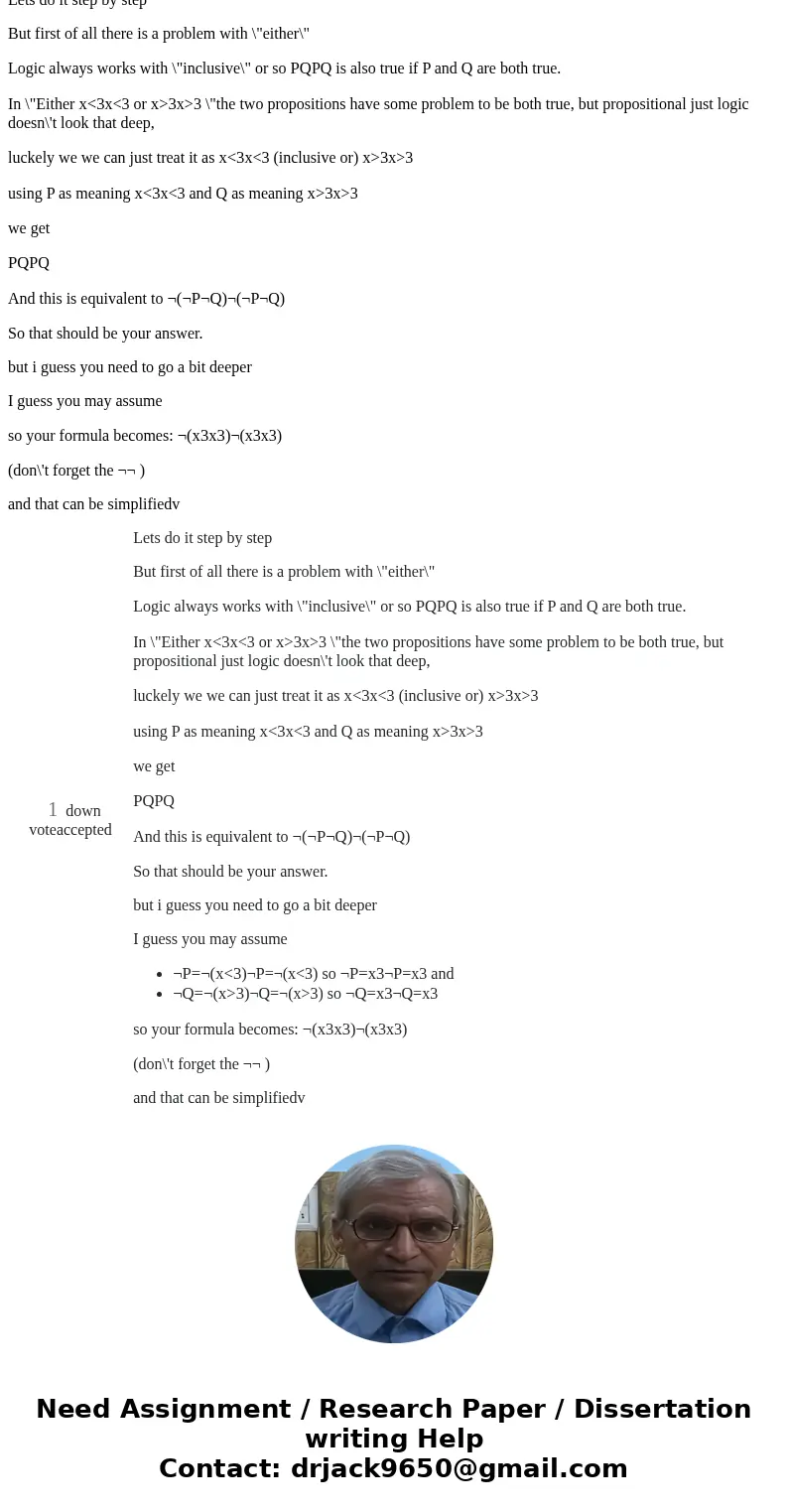 Demorgan\'s Law Discrete Math: PLEASE REDUCE USING IDENTITIES AND WRITE IT OUT Reduce the following expression and find for which values S is True. S= bar (A Un