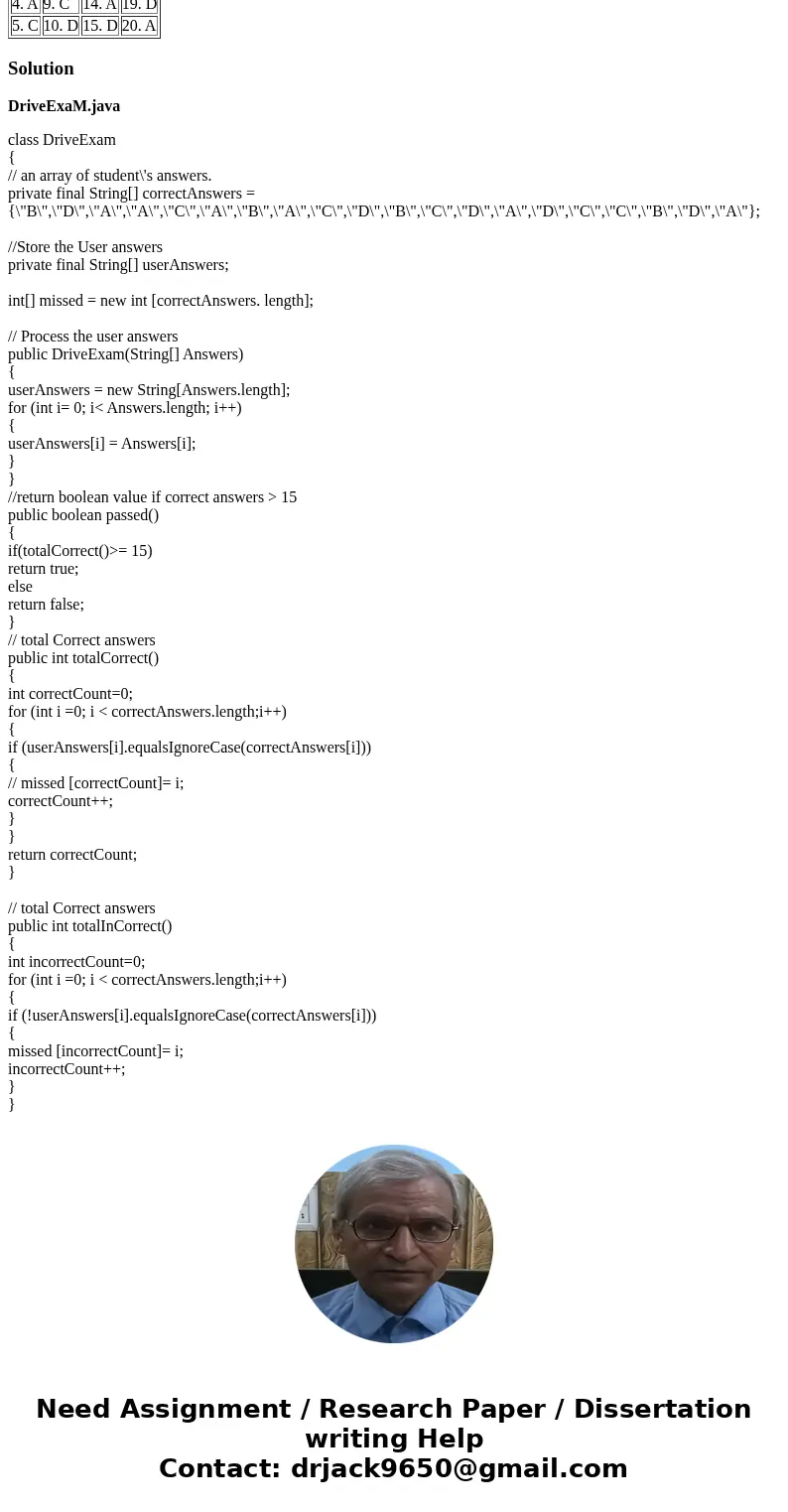 Driver\'s License Exam The local Driver\'s License Office has asked you to write a program that grades the written portion of the driver\'s license exam. The ex Driver\'s License Exam The local Driver\'s License Office has asked you to write a program that grades the written portion of the driver\'s license exam. The ex