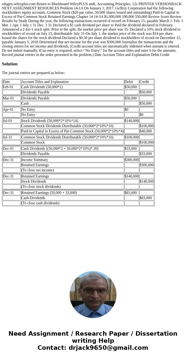  edugen.wileyplus.com Return to Blackboard WileyPLUS andt, Accounting Principles, 12e PRINTER VERSIONBACK NEXT ASSIGNMENT RESOURCES Problem 14-1A On January 1, 