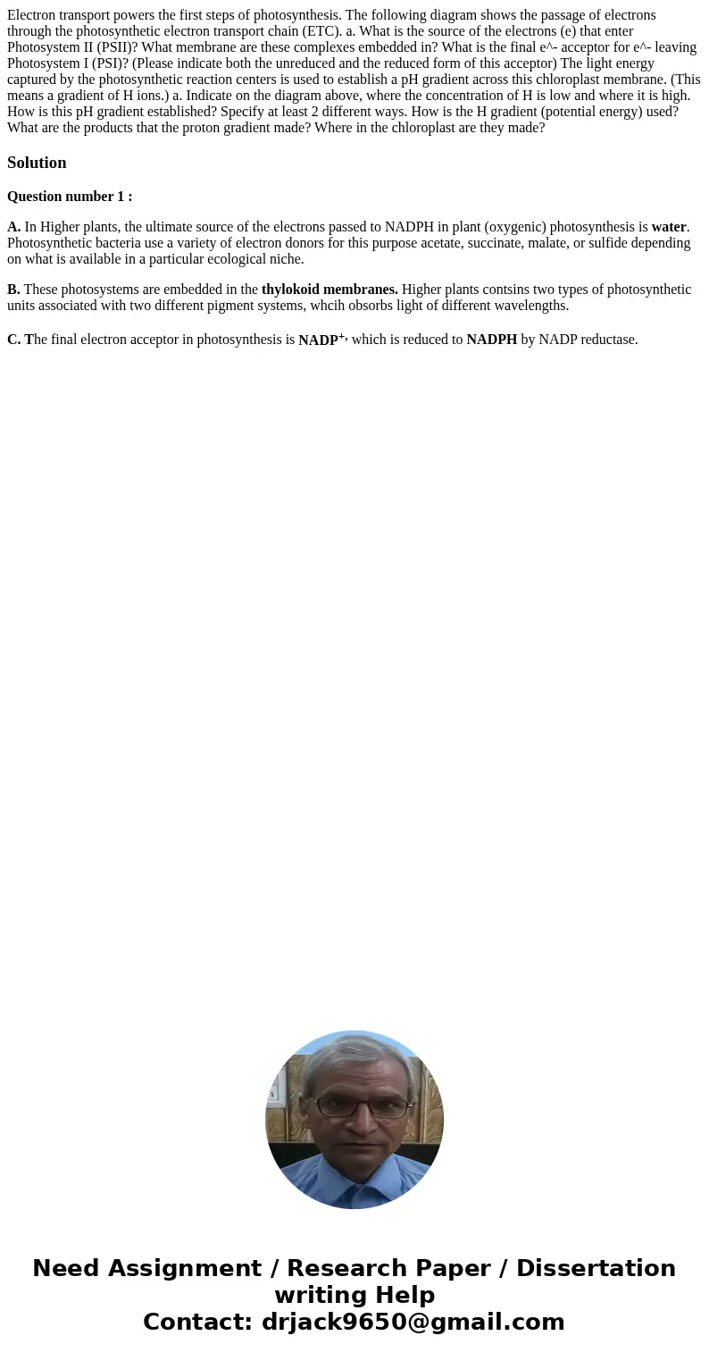 Electron transport powers the first steps of photosynthesis. The following diagram shows the passage of electrons through the photosynthetic electron transport  Electron transport powers the first steps of photosynthesis. The following diagram shows the passage of electrons through the photosynthetic electron transport