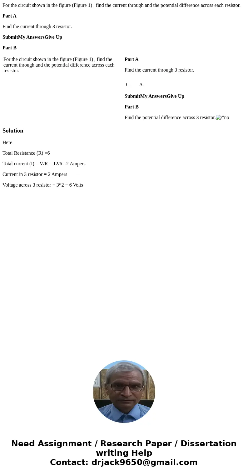 For the circuit shown in the figure (Figure 1) , find the current through and the potential difference across each resistor. Part A Find the current through 3 r