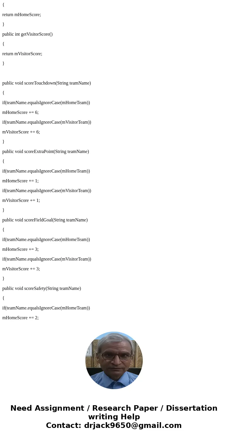 im almost done i just need help to get the output. Chapter 5, PP 7 Java Project Name: IC17_FootballGame Create a class named FootballGame that contains informat im almost done i just need help to get the output. Chapter 5, PP 7 Java Project Name: IC17_FootballGame Create a class named FootballGame that contains informat