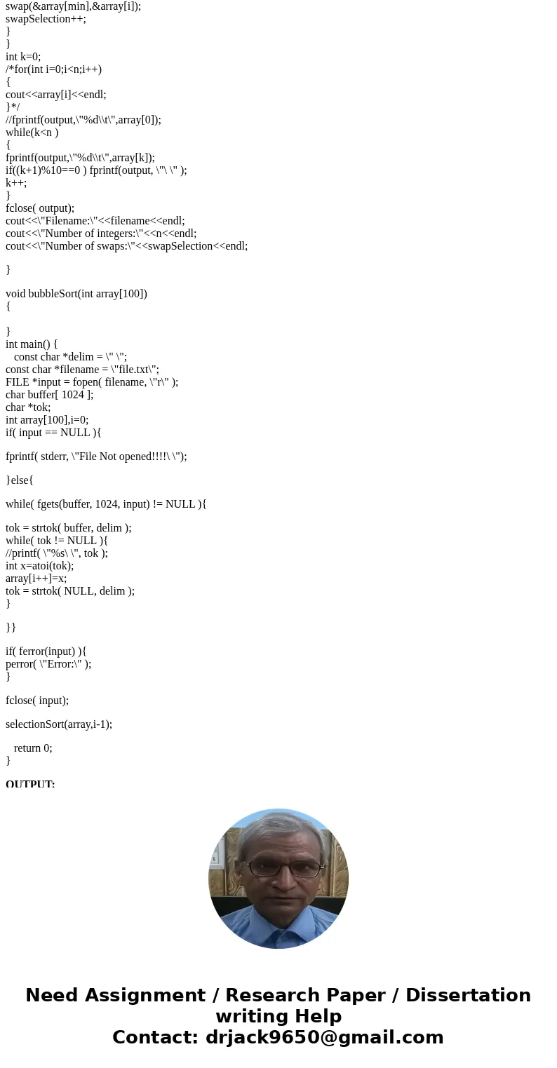 Im in basic C++ no advanced methods thanjks in advance for your help write two programs, one that uses a simple bubble sort and one that uses a simple selection Im in basic C++ no advanced methods thanjks in advance for your help write two programs, one that uses a simple bubble sort and one that uses a simple selection