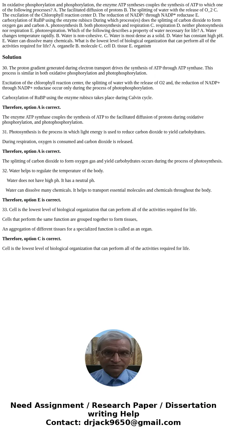 In oxidative phosphorylation and phosphorylation, the enzyme ATP syntheses couples the synthesis of ATP to which one of the following processes? A. The facilit  In oxidative phosphorylation and phosphorylation, the enzyme ATP syntheses couples the synthesis of ATP to which one of the following processes? A. The facilit