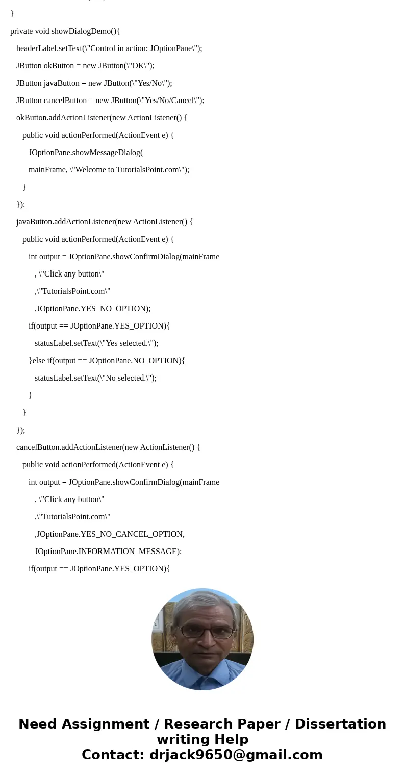 Java examples of each and defeintions 5. Strings Basic methods and operations. 6. Math Hint: random() 7. Scanner Demo the Scanner class. 8. JOptionPane Demo the Java examples of each and defeintions 5. Strings Basic methods and operations. 6. Math Hint: random() 7. Scanner Demo the Scanner class. 8. JOptionPane Demo the