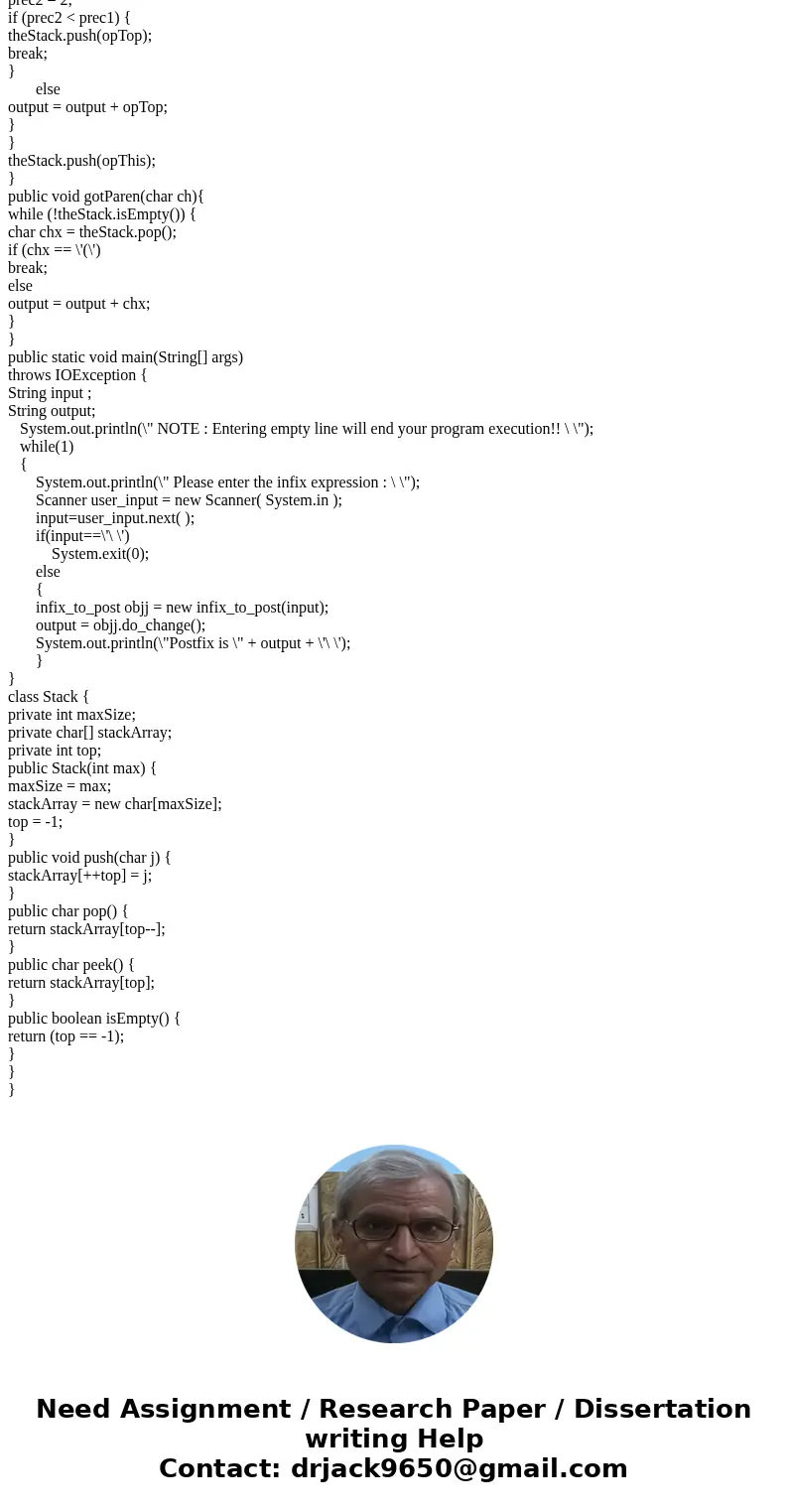 Java program to convert from infix to postfix expression. RATIONAL EXPRESSIONS MANIPULATION Write a Java program that will process several \ Java program to convert from infix to postfix expression. RATIONAL EXPRESSIONS MANIPULATION Write a Java program that will process several \