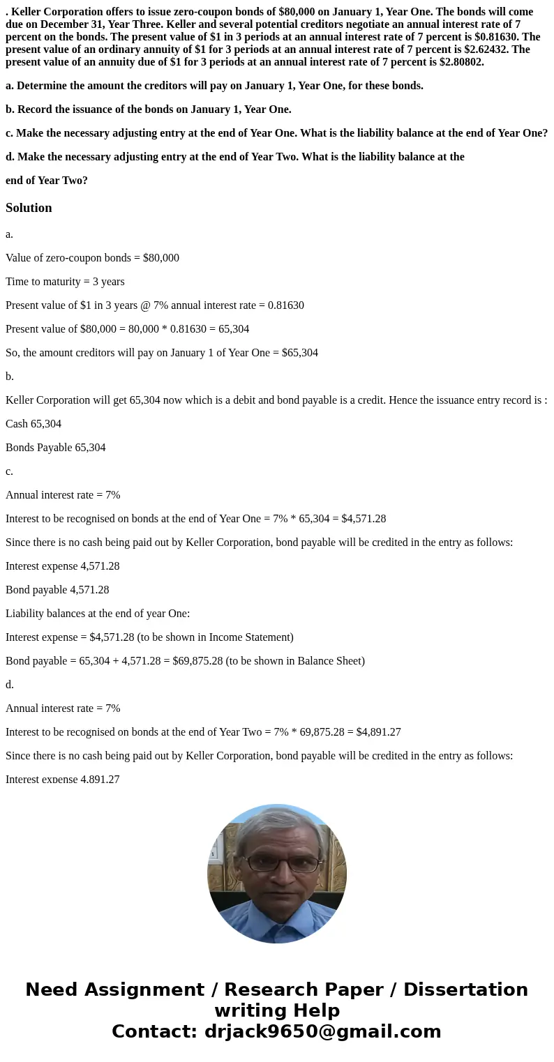 . Keller Corporation offers to issue zero-coupon bonds of $80,000 on January 1, Year One. The bonds will come due on December 31, Year Three. Keller and several . Keller Corporation offers to issue zero-coupon bonds of $80,000 on January 1, Year One. The bonds will come due on December 31, Year Three. Keller and several
