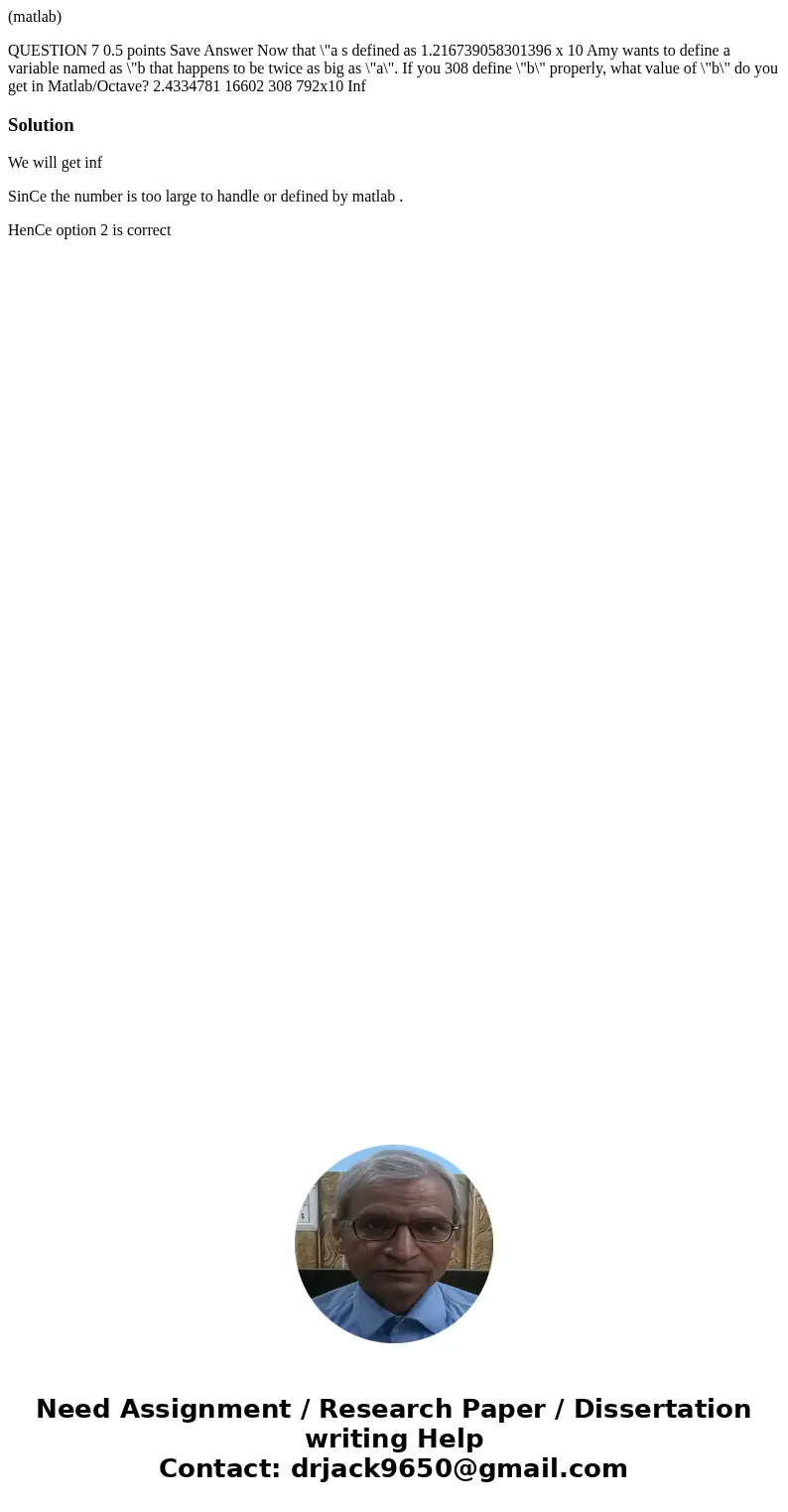 (matlab) QUESTION 7 0.5 points Save Answer Now that \ (matlab) QUESTION 7 0.5 points Save Answer Now that \