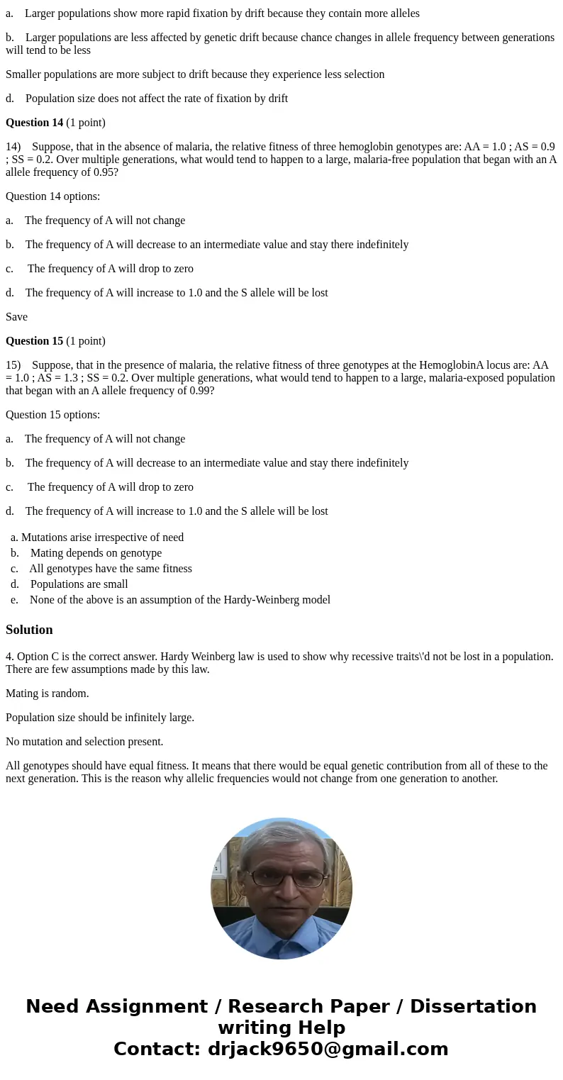 NEED IT REALLY FAST... WITHIN 15MINS!!!!! Which of the following is an assumption of the Hardy-Weinberg model? Question 4 options: a. Mutations arise irrespecti NEED IT REALLY FAST... WITHIN 15MINS!!!!! Which of the following is an assumption of the Hardy-Weinberg model? Question 4 options: a. Mutations arise irrespecti