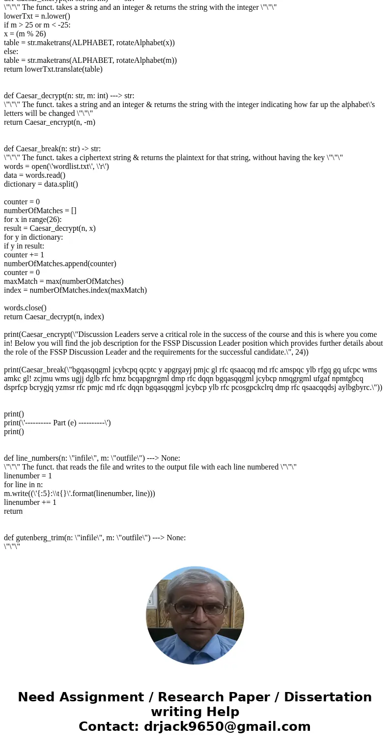 Now we\'re going to do some cryptanalysis of our own. Write a function called Caesar_break that takes a ciphertext string (encrypted using a Caesar cipher as we