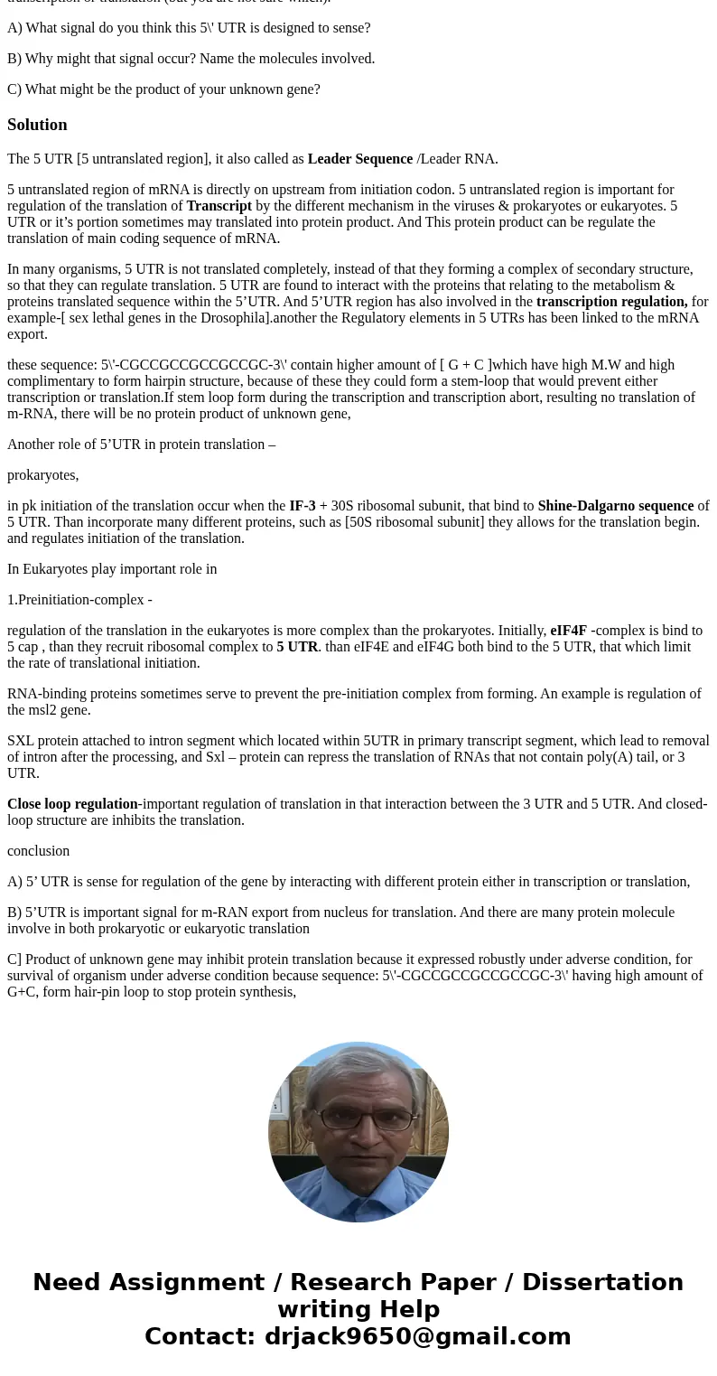 Please answer thoroughtly. You are analyzing an unknown gene that is expressed robustly under certain conditions. You have sequenced the gene and in the 5\' UTR Please answer thoroughtly. You are analyzing an unknown gene that is expressed robustly under certain conditions. You have sequenced the gene and in the 5\' UTR