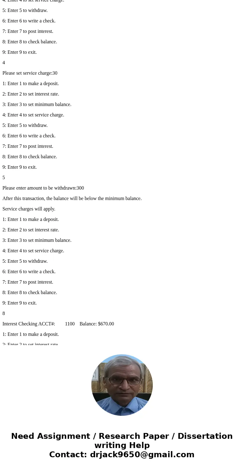 Please Help me make an output like this!!! Scroll down to bottom to see my header files and implementation files. I just need help with the test program. Someon Please Help me make an output like this!!! Scroll down to bottom to see my header files and implementation files. I just need help with the test program. Someon
