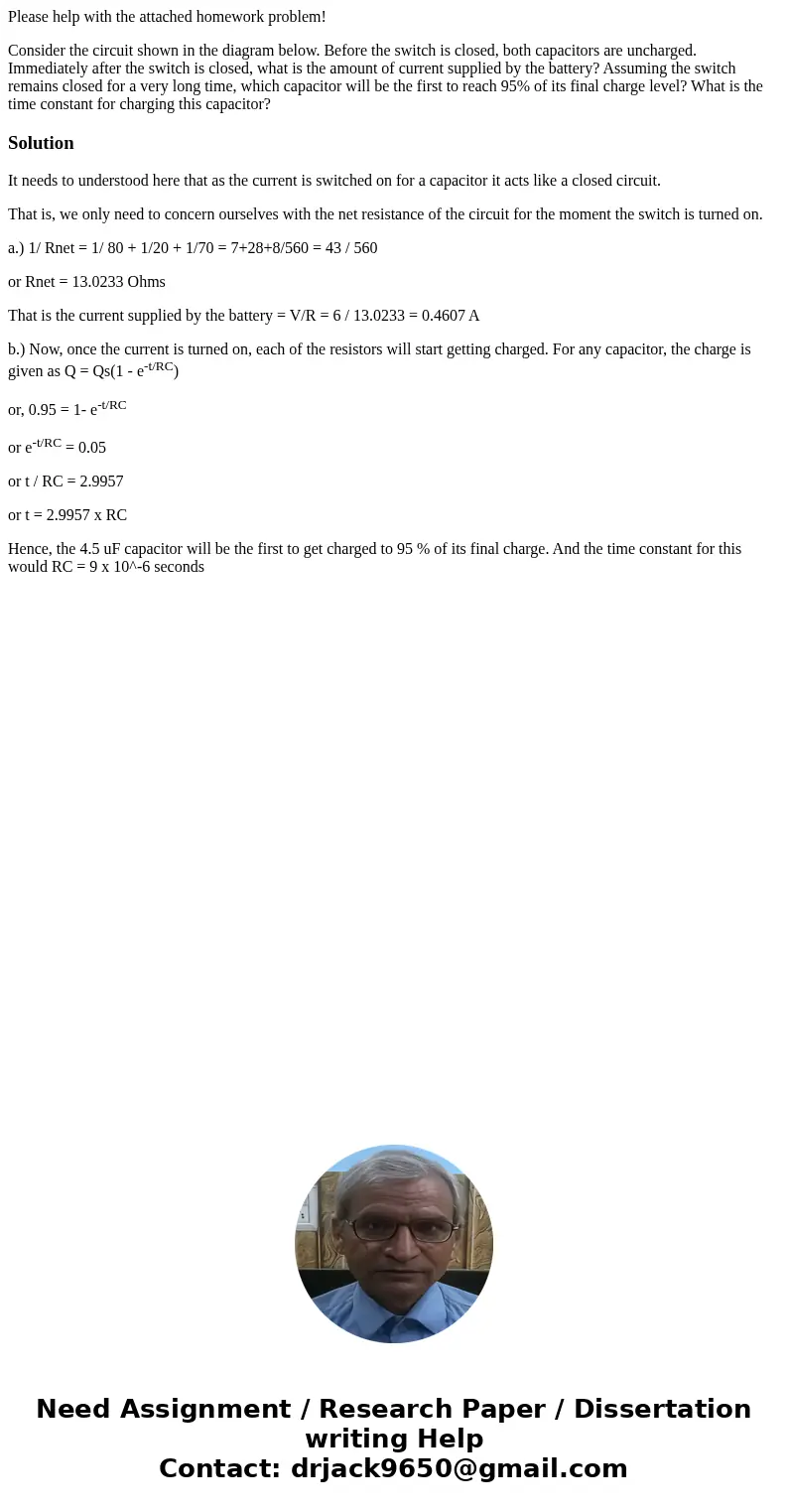 Please help with the attached homework problem! Consider the circuit shown in the diagram below. Before the switch is closed, both capacitors are uncharged. Imm Please help with the attached homework problem! Consider the circuit shown in the diagram below. Before the switch is closed, both capacitors are uncharged. Imm