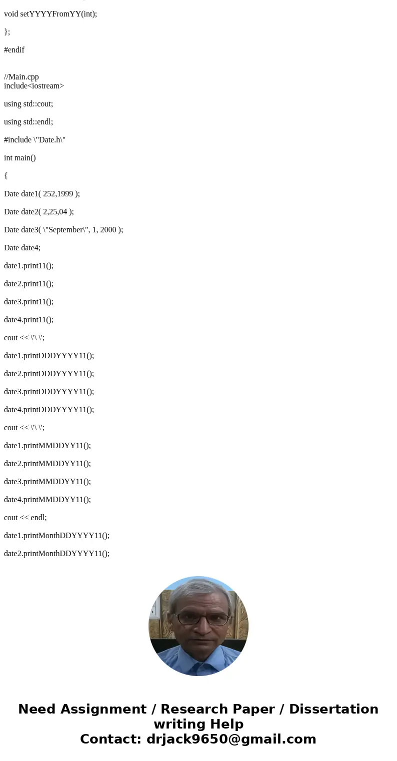  Please make a comment for all the codes Or explain this program code!! //Date.h #ifndef DateFormat #define DateFormat #include <string> using std::string