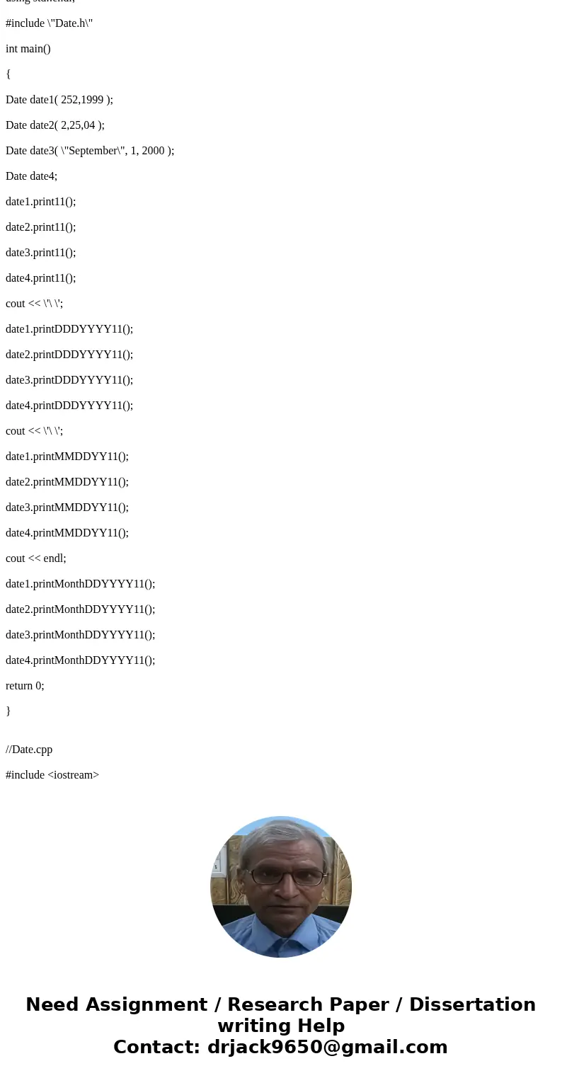  Please make a comment for all the codes Or explain this program code!! //Date.h #ifndef DateFormat #define DateFormat #include <string> using std::string