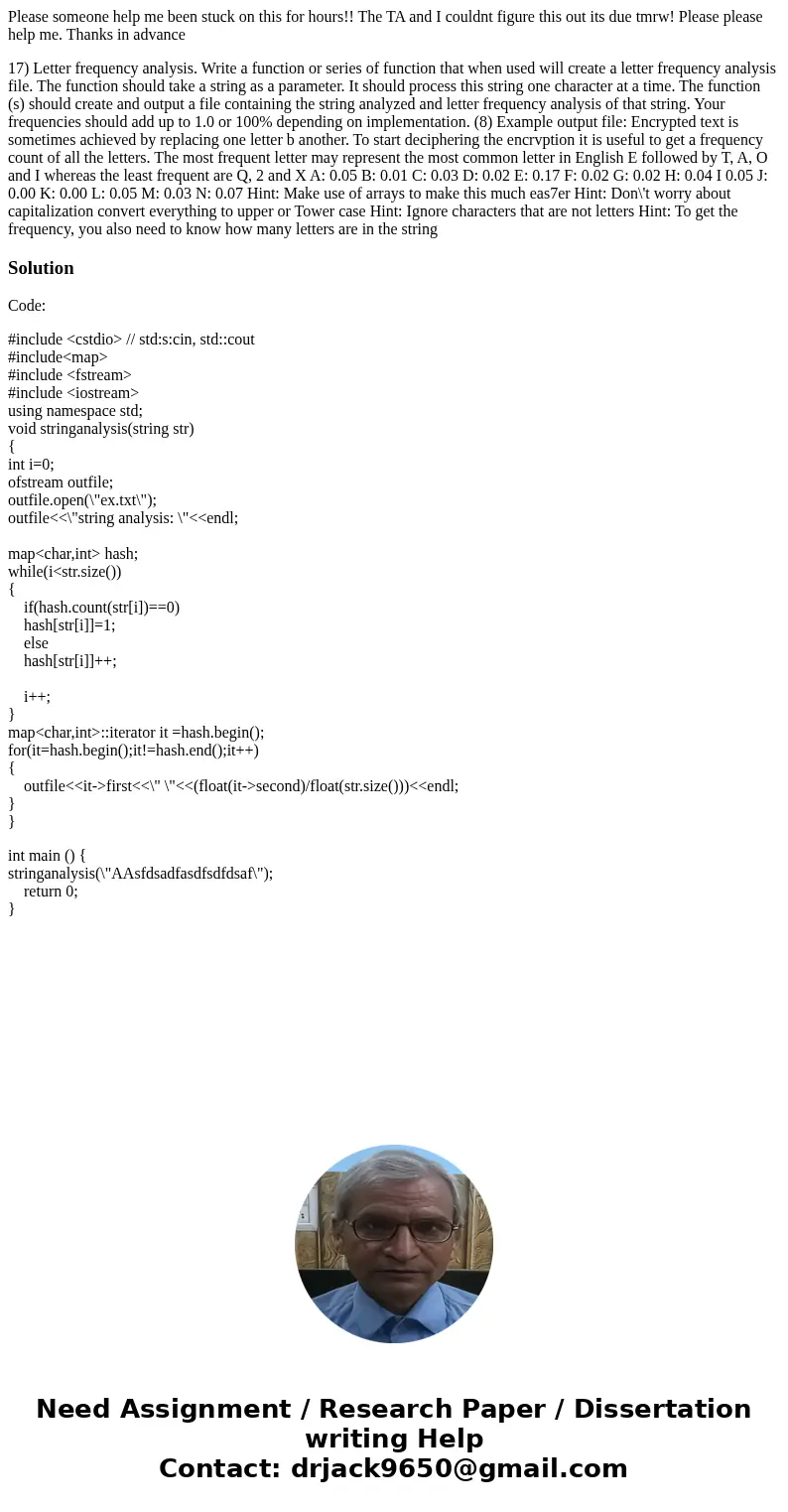 Please someone help me been stuck on this for hours!! The TA and I couldnt figure this out its due tmrw! Please please help me. Thanks in advance 17) Letter fre Please someone help me been stuck on this for hours!! The TA and I couldnt figure this out its due tmrw! Please please help me. Thanks in advance 17) Letter fre