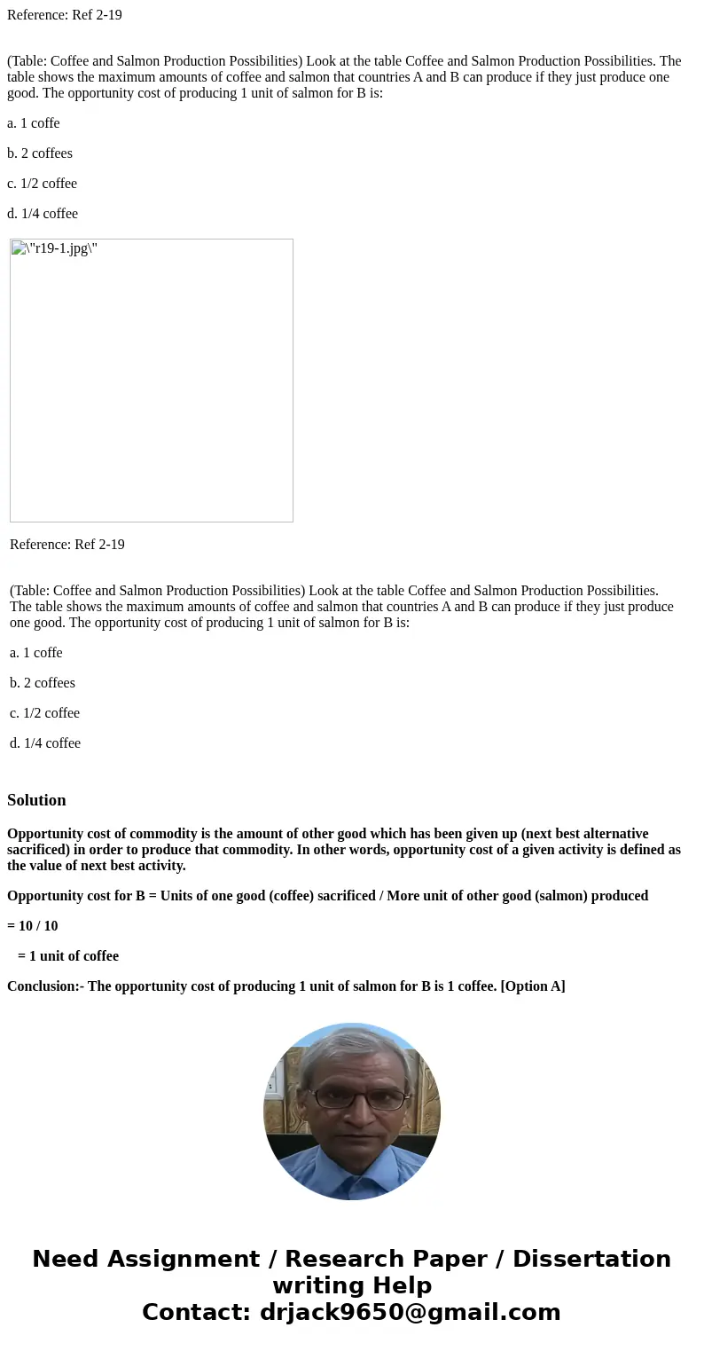 Reference: Ref 2-19 (Table: Coffee and Salmon Production Possibilities) Look at the table Coffee and Salmon Production Possibilities. The table shows the maximu