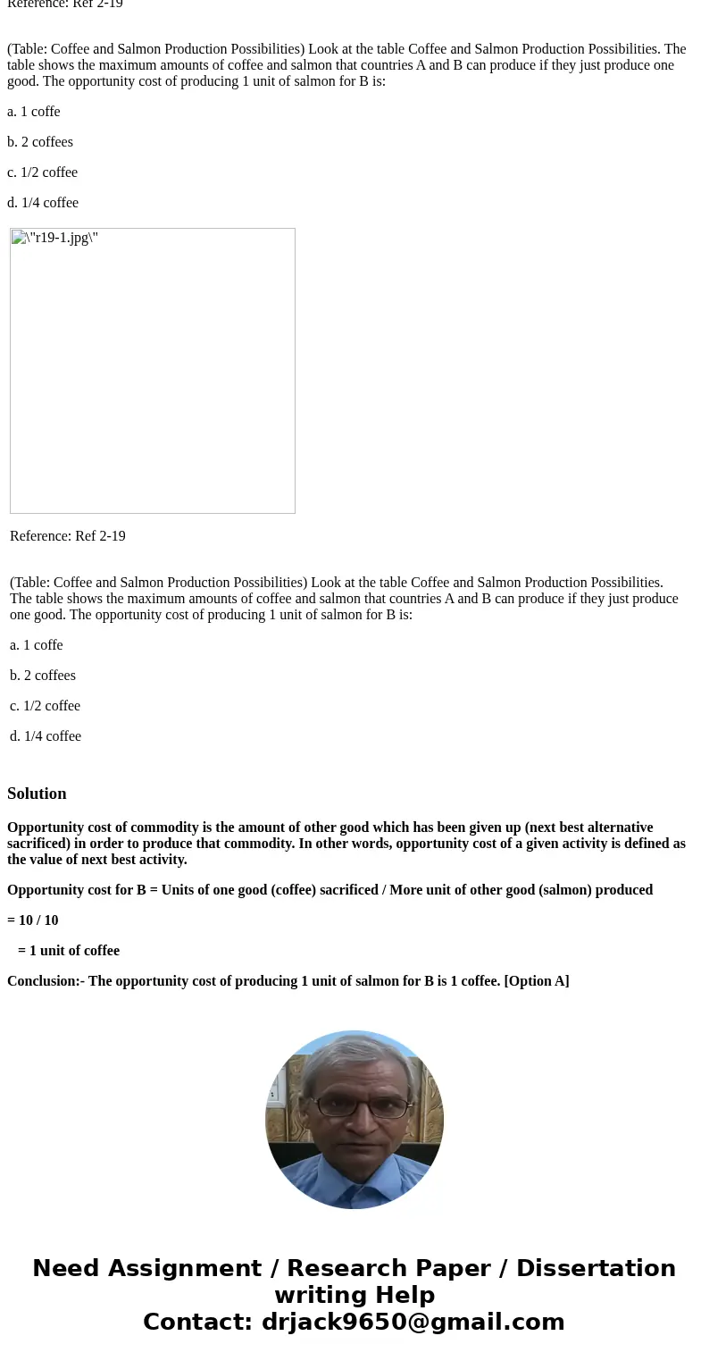 Reference: Ref 2-19 (Table: Coffee and Salmon Production Possibilities) Look at the table Coffee and Salmon Production Possibilities. The table shows the maximu