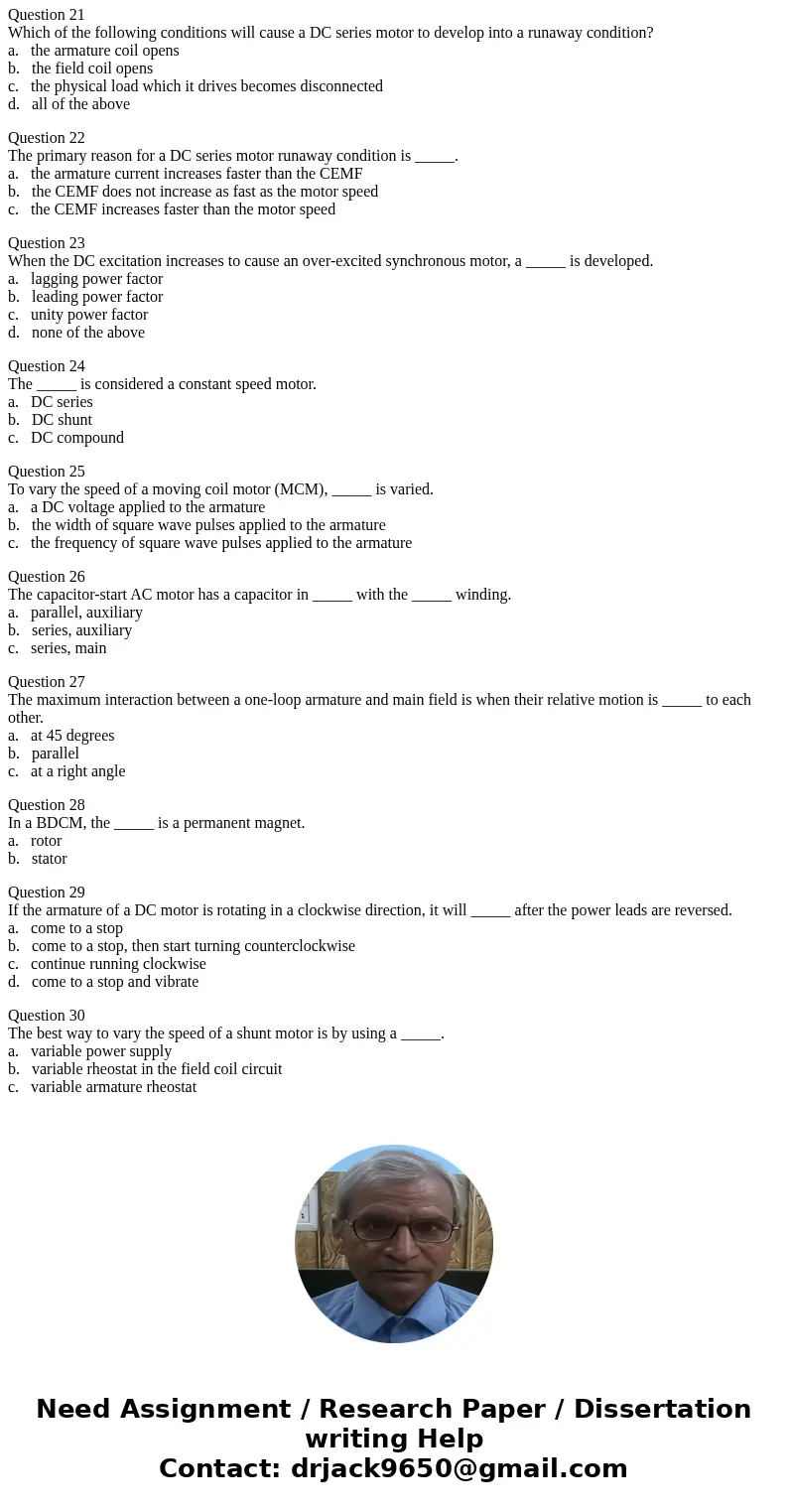 SERVO MOTOR QUIZ Question 1 The direction of rotation of a DC motor is changed by reversing the _____. a. brush position b. supply polarity c. field and armatur SERVO MOTOR QUIZ Question 1 The direction of rotation of a DC motor is changed by reversing the _____. a. brush position b. supply polarity c. field and armatur