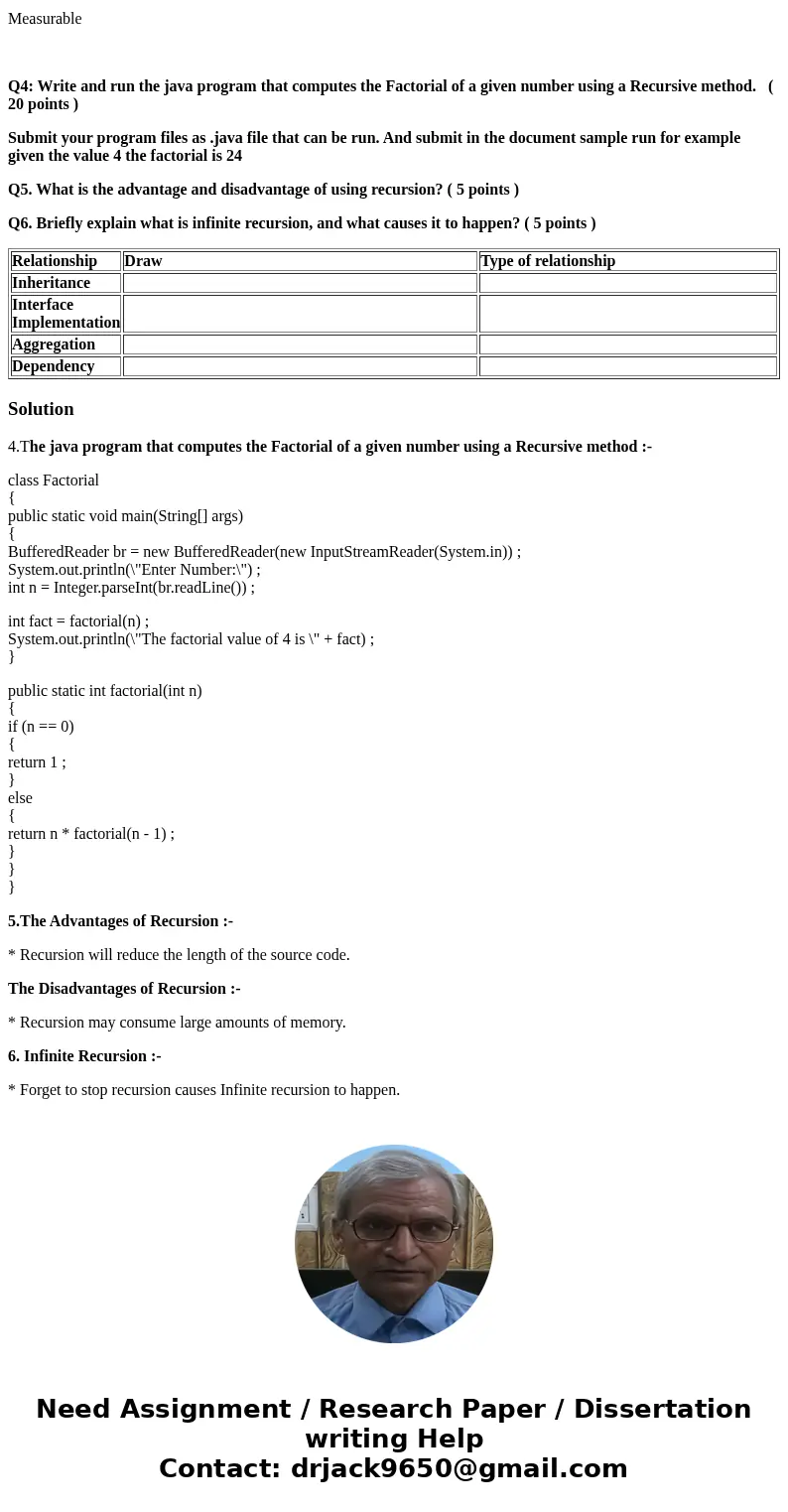 Thank u so much i have got the answers for 4/5/6 Still 1/2/3/ CS141 programming II (java) Assignment 2 Chapter 12 – OOD Chapter 13 - Recursion Assignment 2 wort Thank u so much i have got the answers for 4/5/6 Still 1/2/3/ CS141 programming II (java) Assignment 2 Chapter 12 – OOD Chapter 13 - Recursion Assignment 2 wort