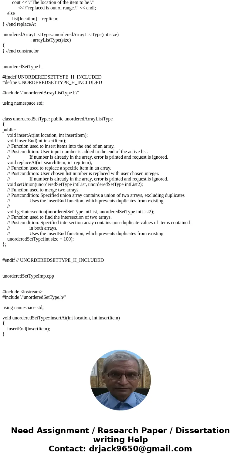 (Unordered Sets) As explained in this chapter, a set is a collection of distinct elements of the same type. Design the class unorderedSetType, derived from the  (Unordered Sets) As explained in this chapter, a set is a collection of distinct elements of the same type. Design the class unorderedSetType, derived from the