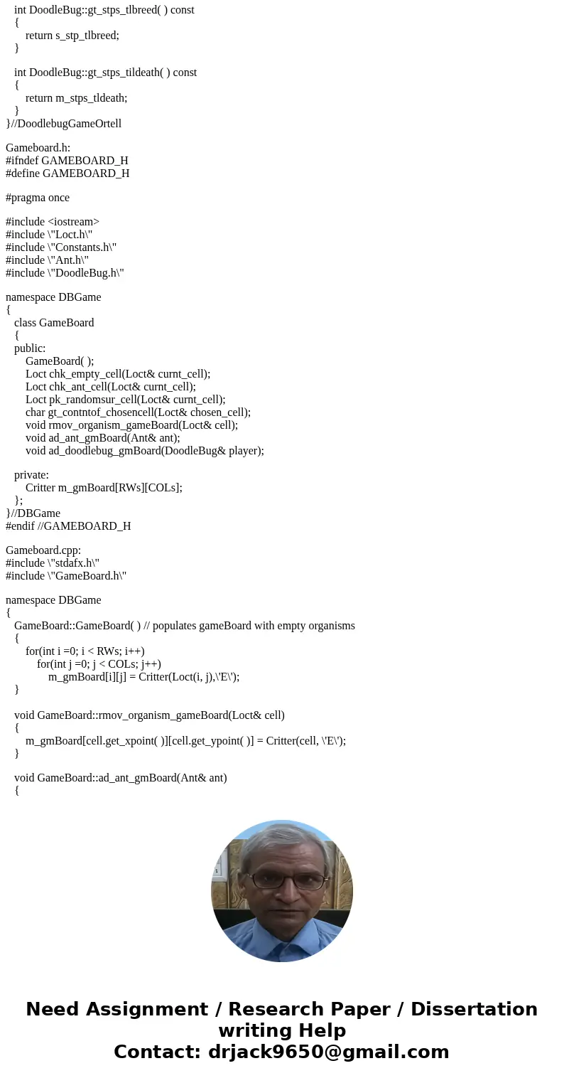 Using C++ you will use cellular automata to create a 2D predator–prey simulation in your program. The preys are ants and the predators are doodlebugs. These cri Using C++ you will use cellular automata to create a 2D predator–prey simulation in your program. The preys are ants and the predators are doodlebugs. These cri