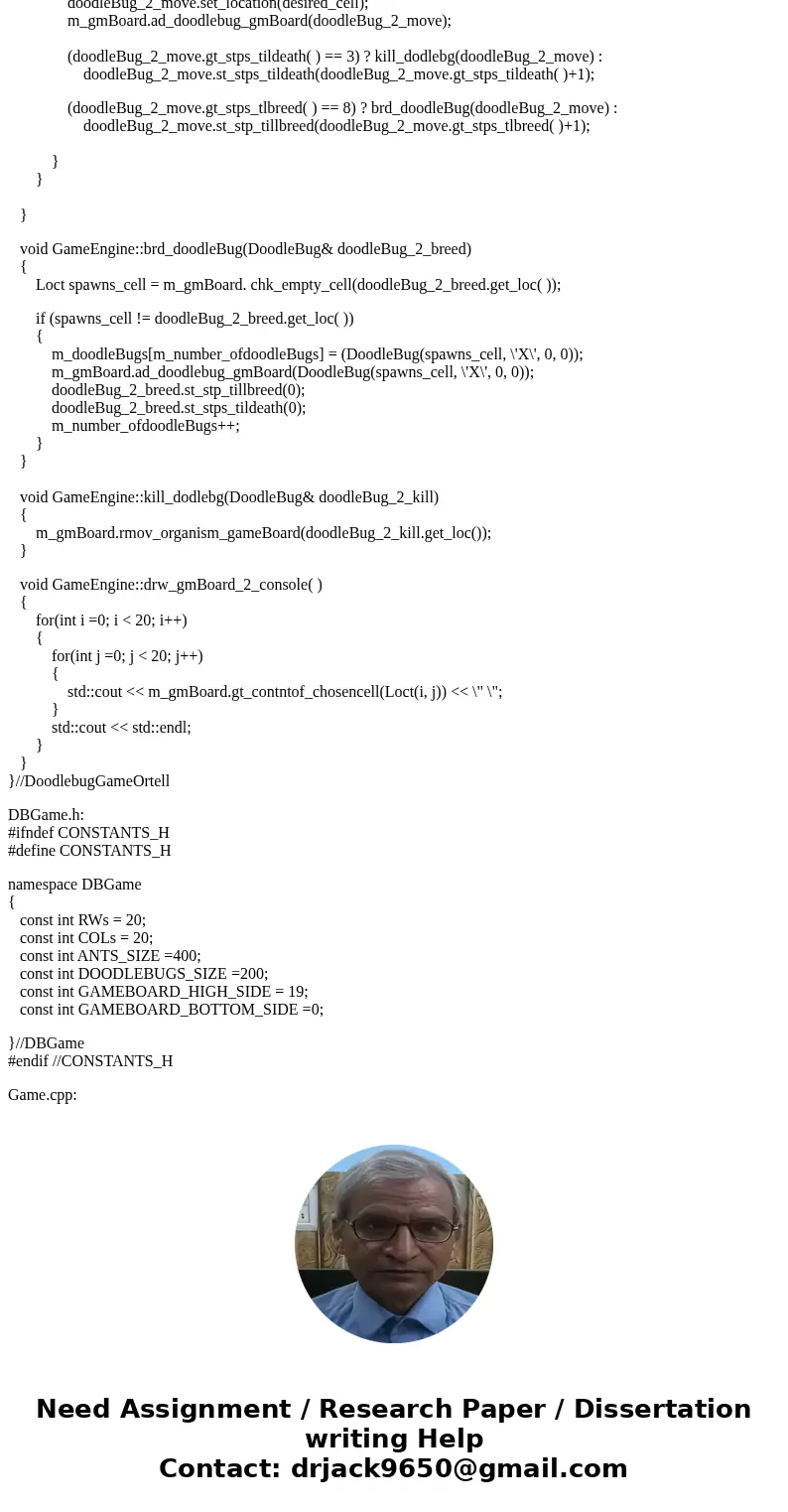 Using C++ you will use cellular automata to create a 2D predator–prey simulation in your program. The preys are ants and the predators are doodlebugs. These cri Using C++ you will use cellular automata to create a 2D predator–prey simulation in your program. The preys are ants and the predators are doodlebugs. These cri