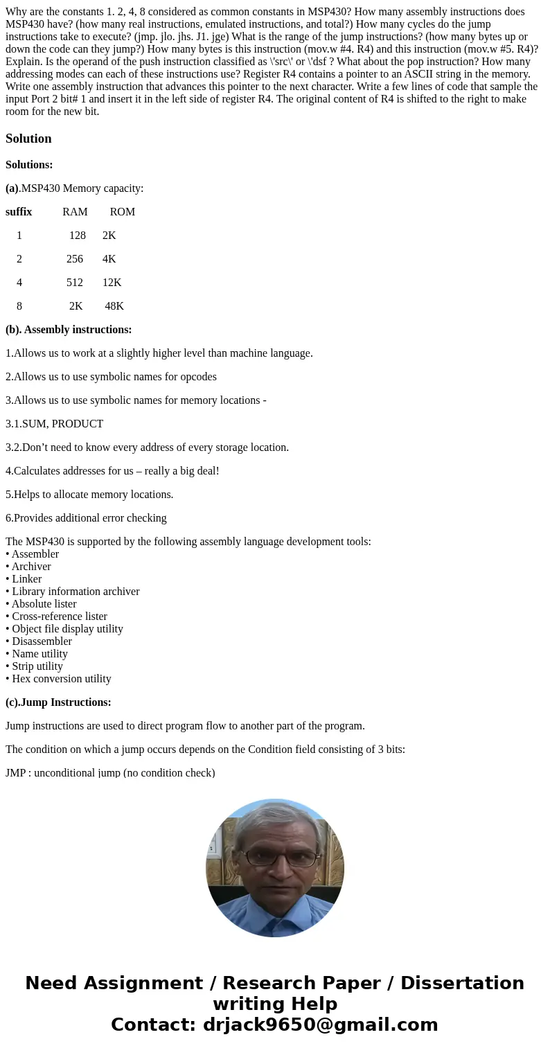 Why are the constants 1. 2, 4, 8 considered as common constants in MSP430? How many assembly instructions does MSP430 have? (how many real instructions, emulat  Why are the constants 1. 2, 4, 8 considered as common constants in MSP430? How many assembly instructions does MSP430 have? (how many real instructions, emulat