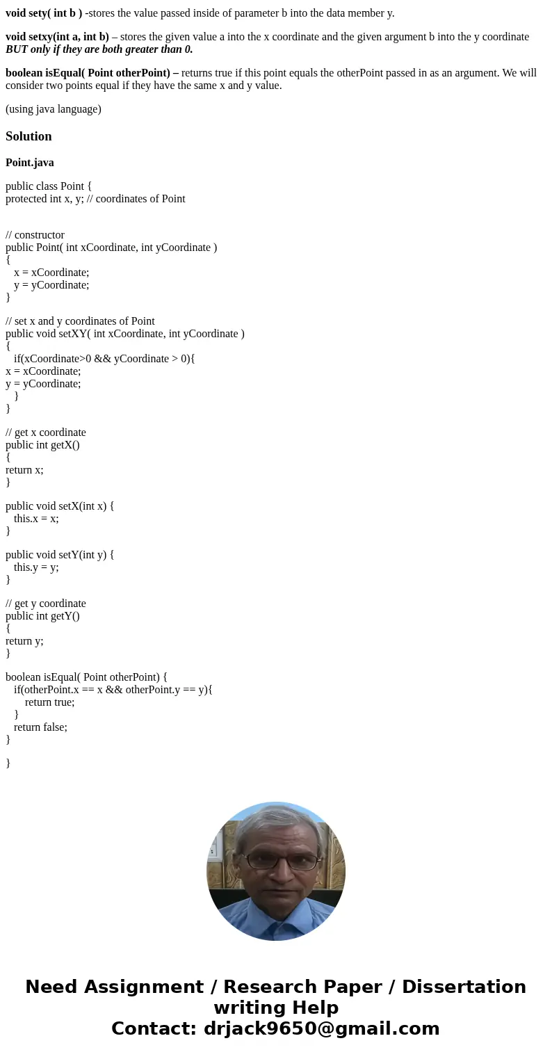 ) Write a complete class definition for a class named Point. It will represent a standard Cartesian point consisting of an x and y coordinate. These two coordin ) Write a complete class definition for a class named Point. It will represent a standard Cartesian point consisting of an x and y coordinate. These two coordin