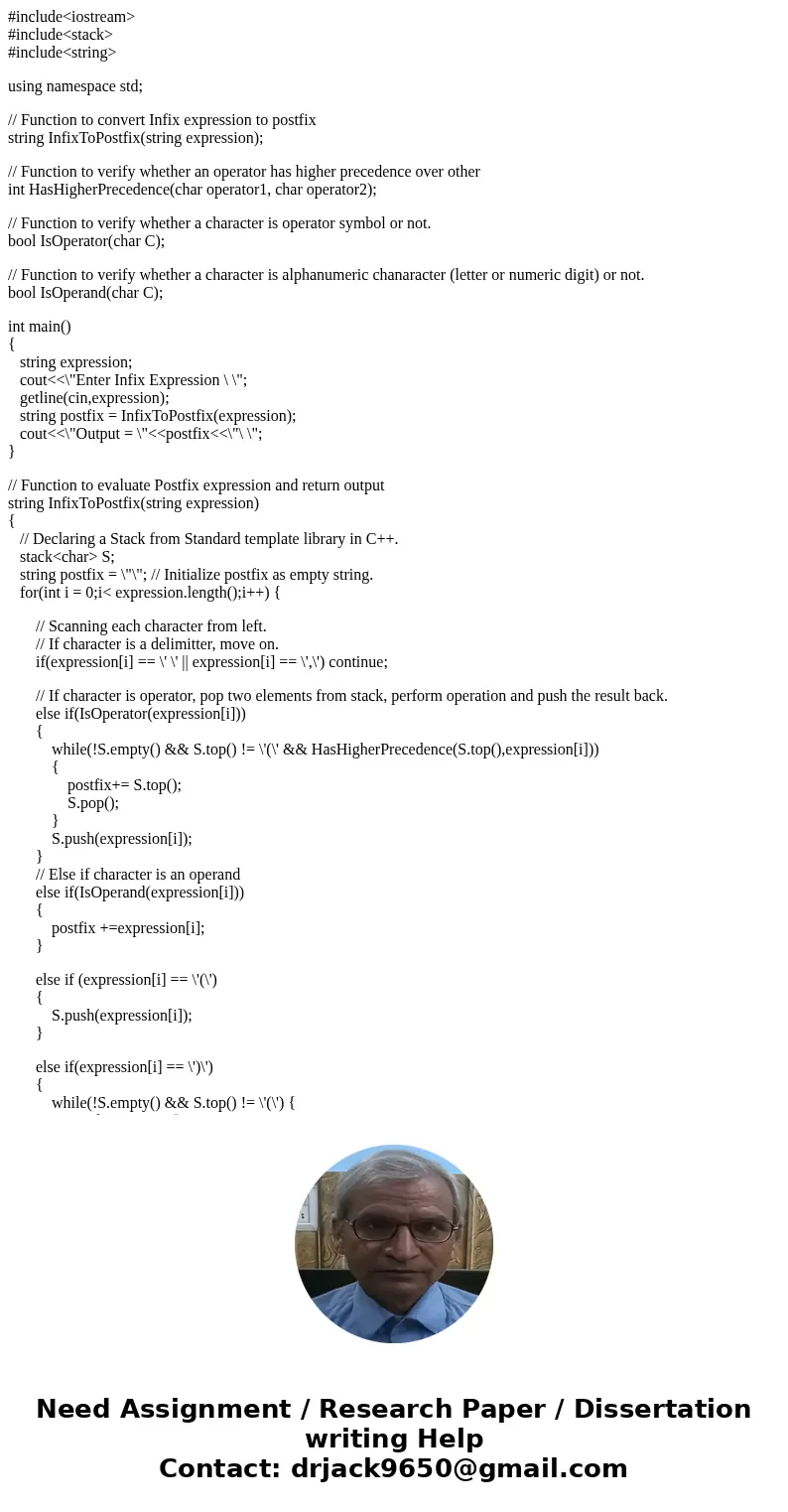 Write a program that converts an infix expression into an equivalent postfix expression. The rules to convert an infix expression into an equivalent postfix exp Write a program that converts an infix expression into an equivalent postfix expression. The rules to convert an infix expression into an equivalent postfix exp
