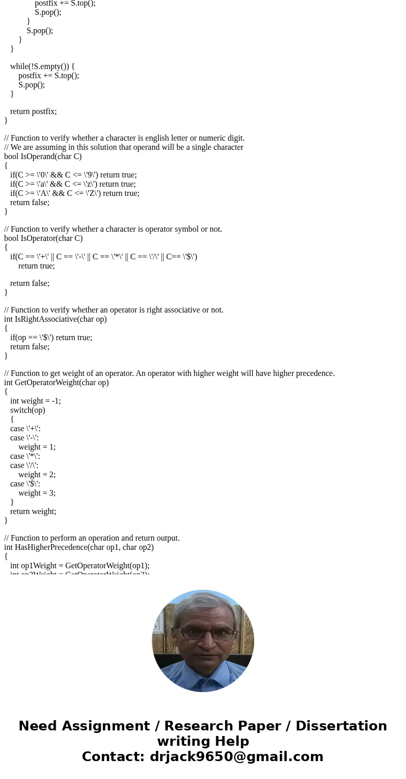 Write a program that converts an infix expression into an equivalent postfix expression. The rules to convert an infix expression into an equivalent postfix exp Write a program that converts an infix expression into an equivalent postfix expression. The rules to convert an infix expression into an equivalent postfix exp