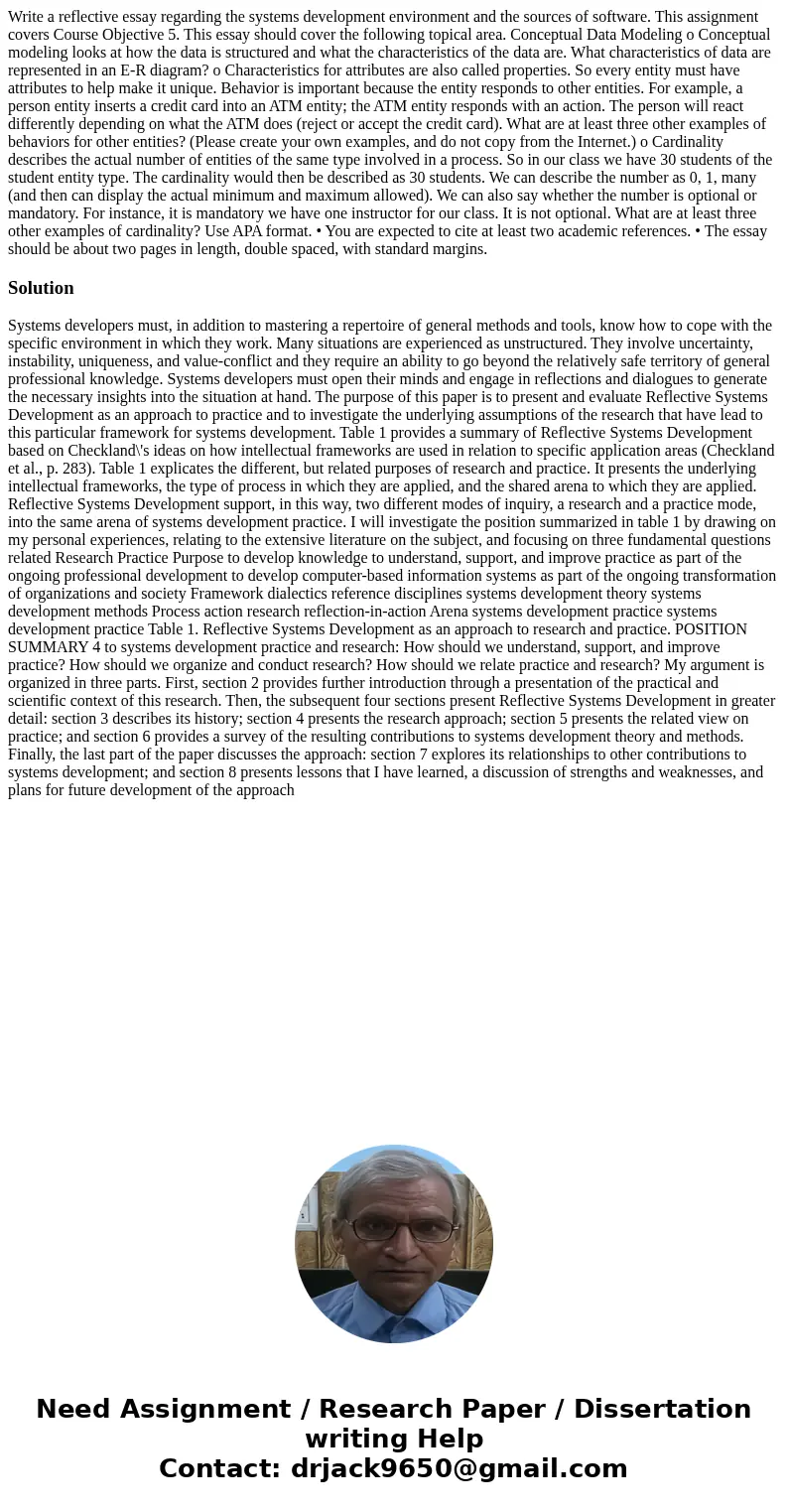 Write a reflective essay regarding the systems development environment and the sources of software. This assignment covers Course Objective 5. This essay should Write a reflective essay regarding the systems development environment and the sources of software. This assignment covers Course Objective 5. This essay should