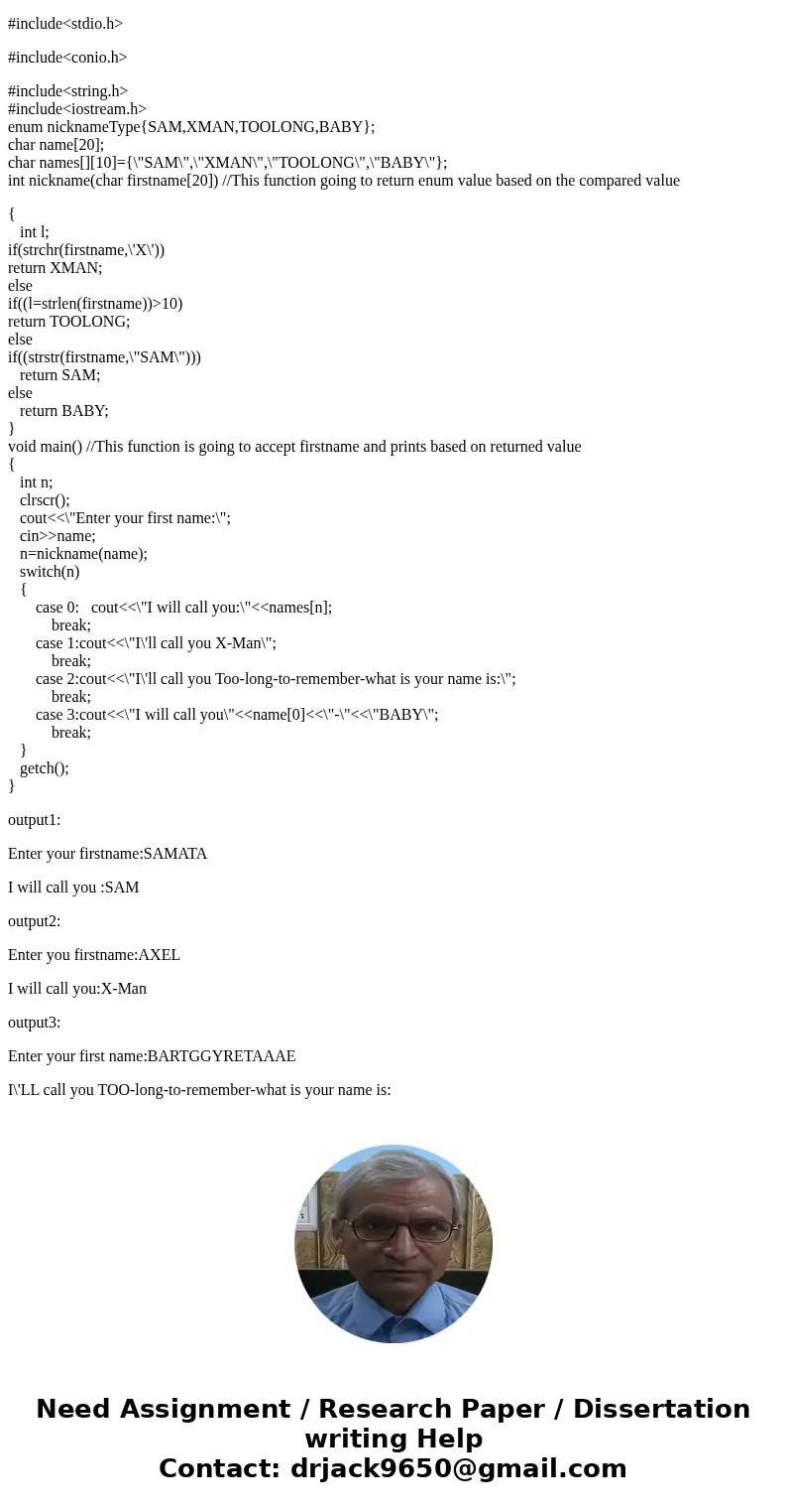  Write and test two programs as described below. Include a title block in each program. Write a program named that uses an enumeration type to create nicknames 